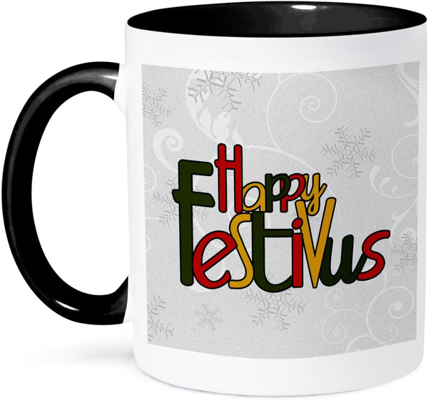 3dRose Happy Festivus Mug, Red, Black/White, 11 oz