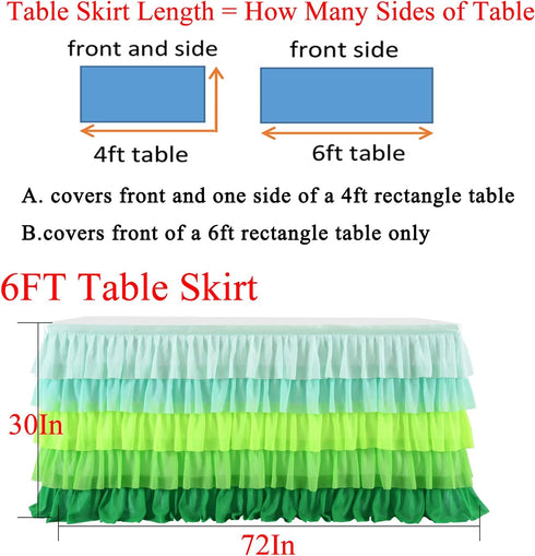 Besutolife Grass Green Hawaiian Table Skirt Tutu for Jungle Party, St. Patrick's Day Luau Tropical Island Decorations