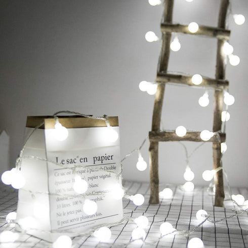 WERTIOO 33ft Battery Operated String Lights with 100 LEDs Globe, Remote Control, 8 Modes, Timer, Indoor/Outdoor (White)
