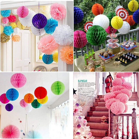 8pcs 10 inch Paper Honeycomb Balls, Decorative Tissue Pom Poms for Birthday Wedding Nursery Baby Shower Decor