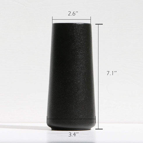 VanEnjoy 7" Minimalist Black Ceramic Vases - Home Office Decoration Frosting Finish Vase (Medium Plain)