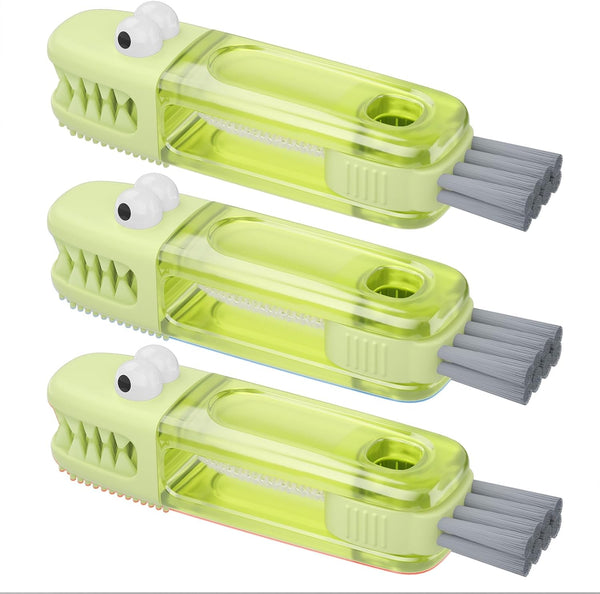3 in 1 Cup Lid Gap Cleaning Brush Set, Multifunctional Silicone Bottle Cleaning Brush Tools (3Pcs, Green)