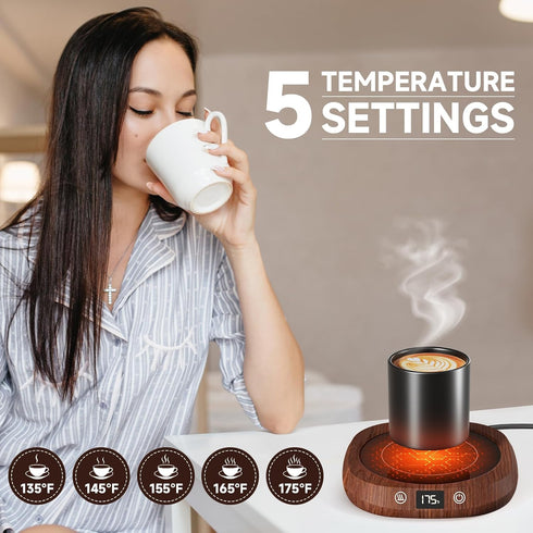 5 Settings 1-12H Coffee Mug Warmer - Coffee Cup Warmer for Desk Auto Shut Off, Smart Electric Candle Warmer Beverage
