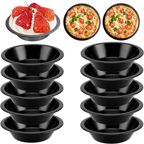 Mini Pie Tins 10 PACK, 4 Inch Nonstick Small Pie Pans, Carbon Steel Individual Tins for Baking Dessert, Oven Safe
