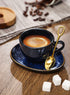 Set 4 oz Set 6 vicrays Ceramic Espresso Coffee Cups Porcelain Espresso Cups with Saucers Spoons and Metal Stand for Tea