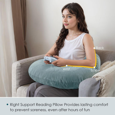 QUEEN ROSE Reading Pillow, Gaming Pillow for Lap, Sitting in Bed or Sofa, Extra Arm Rest for Reading, Playing