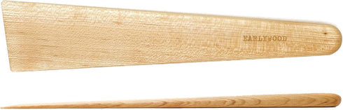 Earlywood 13 inch Multi-Purpose Handmade Wood Cooking Utensil - Egg Turner, Cast Iron Scraper