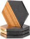 WLWNWFT Wood Black Marble Coasters for Drinks, Modern Rustic Acacia Hexagon Coaster