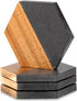 WLWNWFT Wood Black Marble Coasters for Drinks, Modern Rustic Acacia Hexagon Coaster