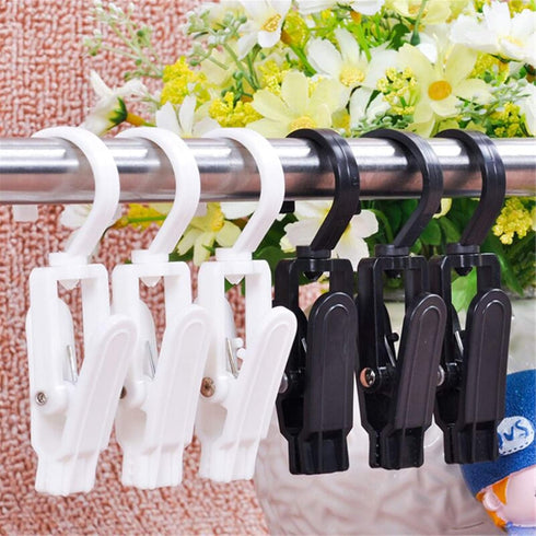10 PCS Super Strong Plastic Swivel Hanging Hooks, 4.3inch Black Clips for Laundry, Curtain, Beach Towel