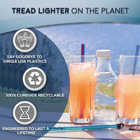 Reusable Drinking Straws with Travel Case, Made in USA, 2 Small & 2 Medium for 8-20 oz Cups, Hot & Cold Beverages