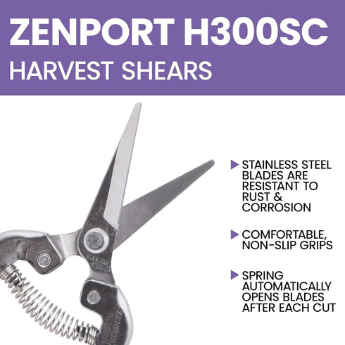 Zenport Harvest Shear, Long Curved Stainless Steel Blade, Model H300SC
