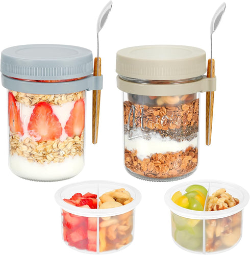 Xyptorix 2 Pack Overnight Oats Containers with Lids and Spoons, 16 oz