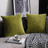 DEZENE 18x18 Moss Green Throw Pillow Cases, 2 Pack Original Striped Velvet Decorative Covers