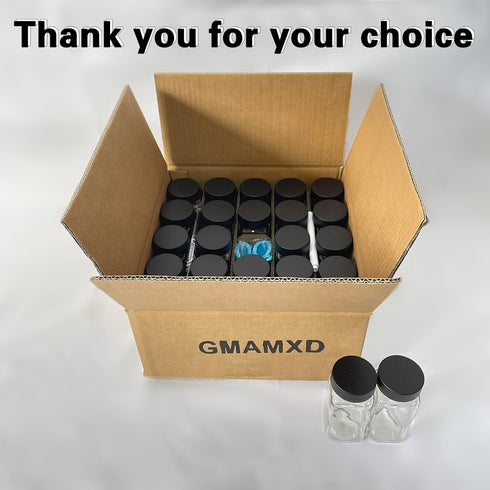 GMAMXD 24 Set, 4oz 492 1 Glass Spice Jars with Labels, Spice Jar Spice Containers, Seasoning Containers with Black