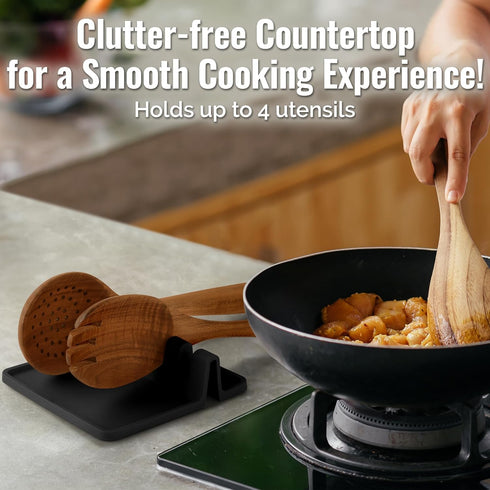 Zulay Kitchen Silicone Utensil Rest - BPA-Free, Durable Spoon Rest with Drip Pad for Stove Top