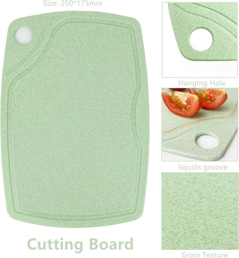 CARTINTS 5 In1 Camping Cutting Board Set, Plastic with Bottle Opener, Peeler, Knife, Serving Tray, Dishwasher Safe