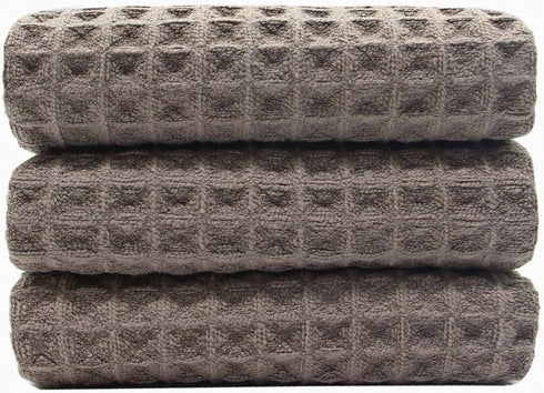 VeraSong 16x24 Inch 3 Pack Waffle Weave Thick Microfiber Dish Drying Towels Absorbent Tea & Hand Towel Lint Free Gray