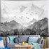 kampdream Mountain Forest Tapestry, Misty Foggy Black and White Tree Landscape Watercolor Art Wall Tapestries for
