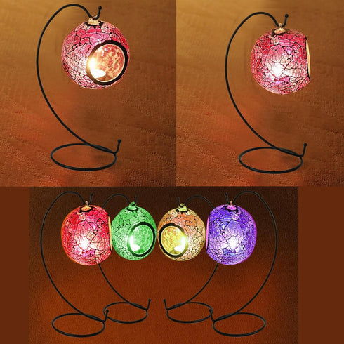 Constefire Stand,6 Ornament Display PCS Air Plants Holder, Planter Terrariums Hanger, Black Iron Wire Hanging Hook