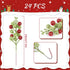Meching 24 Pack 7.5 Inch Christmas Glitter Green Red Berry Stems, Artificial Christmas Berries Picks for DIY Crafts