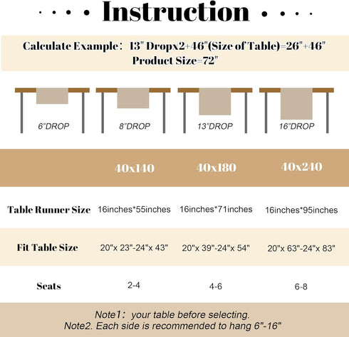 Summer 55 Inches 16x55Inch YATOJUZI Cream Table Runner Seasonal Fall Kitchen Dining Coffee Table Decoration Long Beige