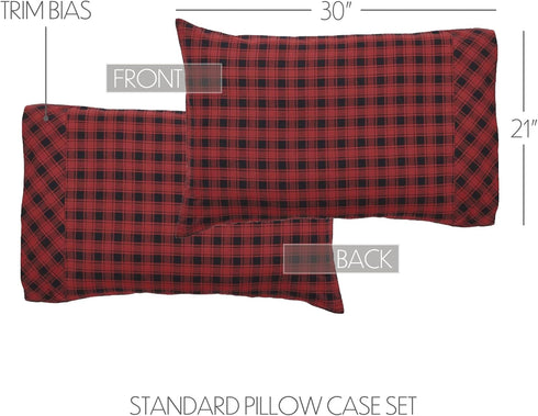 VHC Brands Rustic & Lodge Bedding, Cumberland Red Cotton Pillow Case Set, Standard (20 x 30 inches), Chili Pepper