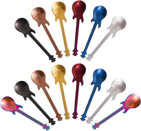 DEAYOU 14 Pieces Guitar Coffee Spoons, 18/10 Stainless Steel Small Spoon, 4.7 Inch Creative Spoons