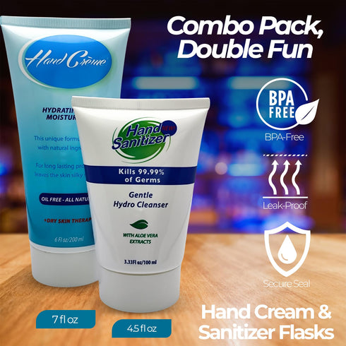 Smuggle Your Booze 2-Pack Set, 5 11 oz Hidden Lotion Tube Flasks, Hand Cream and Sanitizer Combo Tamper-Proof Seal |