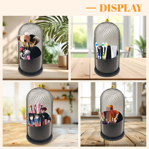 starfa lab 360 Countertop Rotating Makeup Brush Holder Organizer With Lid - Multifunctional Toothbrush Holder