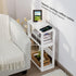 3-Tier YUFAM Small Narrow Wood Side Table with Charging Station, Skinny Nightstand for Small Space, Slim Bedside Table