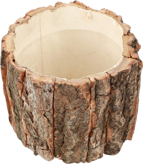 Yardwe Wooden Flower Pot - 3PCS Bark Vase Rustic Country Style Flower Planter, 10x10x10cm