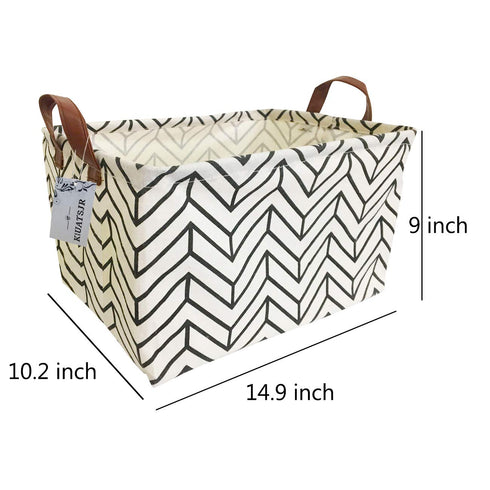 Rectangular Canvas Storage Bins, Waterproof Collapsible Toy Organizer Bin with Handles for Clothes, Kid's Toy & Book