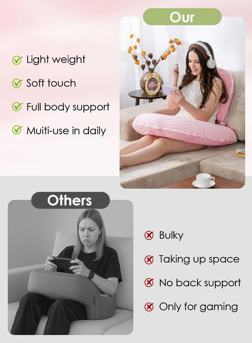 INSEN Reading Pillow with Back Support, Sit Up Bed Pillow for Reading, Nursing & Relaxation, for Adults, Moms and Kids