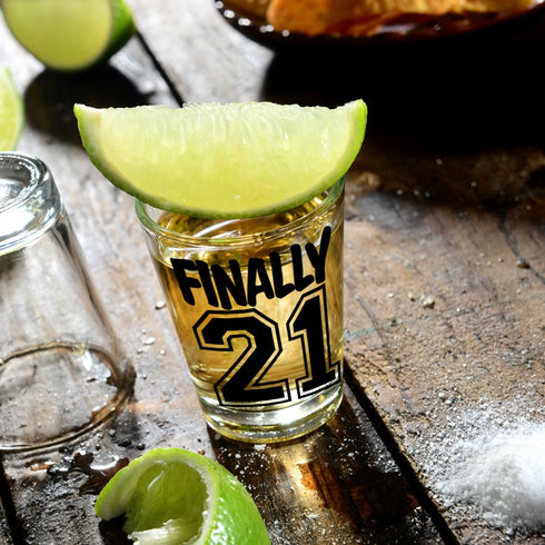 Make Em Laugh Finally 21 Birthday Shot Glass, Celebrate Turning Twenty-One, 21st Birthday Gifts for Him or Her