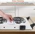 Electric Hot Plate, 2000W Double Burner with Adjustable Temperature & Handles, Black Stainless Steel Cooktop for Home