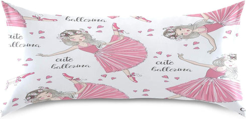 AUUXVA Girl Satin Pillowcase - Queen Size Ballet Ballerina Pillow Sham with Envelope Closure for Kids