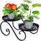 2 Tier Black Plant Stand, Metal Flower Stand Indoor Outdoor, Anti-Rust Iron