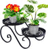 2 Tier Black Plant Stand, Metal Flower Stand Indoor Outdoor, Anti-Rust Iron