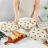 Reusable Bowl Covers for Bread Proofing, Embroidered Daisy Linen Cotton Cloth, Eco-friendly