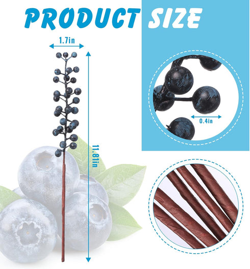 40 11.81 Inch Crowye Pcs Artificial Berry Picks with Stems Fake Faux Berry Picks Ornaments for DIY Craft Home