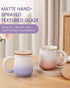 11 oz ZENS Tea Mug with Infuser and Lid for Loose Leaf Tea Steeper, Embossed Ceramic Tea Cup with Strainers. Wood Lid