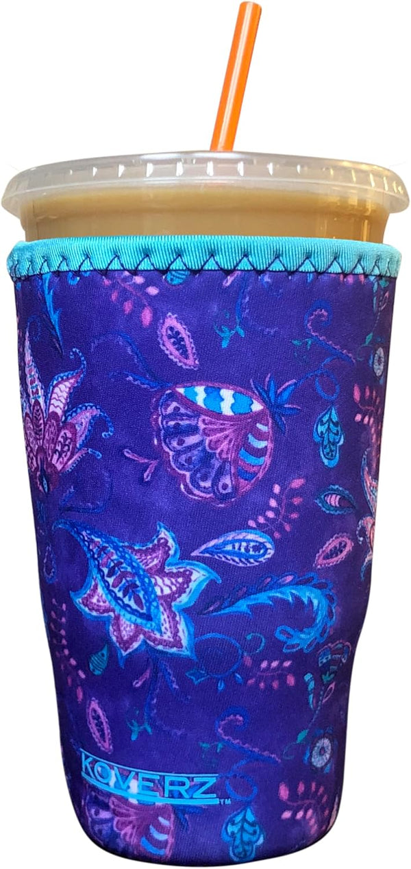 Koverz Iced Coffee Sleeve, Insulated Neoprene Cup Sleeve, Fits 32 Oz. Coffee Cup, Washable and Reusable, Violet