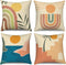 Boho Pillow Covers 16x16 Inch, Vintage Sunrise Throw Pillow Covers, Abstract Arch Terracotta Linen Pillow Cases