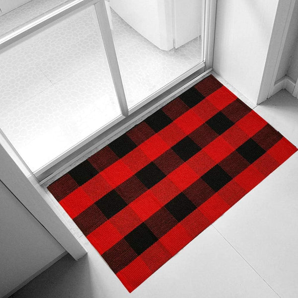 Ukeler Christmas Buffalo Check Rug, 2'×3' Machine Washable Buffalo Plaid Doormat for Front Porch/Kitchen