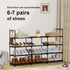 DYJIEKAI 3 4 24-30 Closet,Wide Row Tier Long Shoe Rack, Black Metal Stackable Shoe Shelf with Multifunctional Hooks