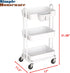 3-Tier Simple Houseware Multifunctional Rolling Utility Cart with Hanging Bucket, White