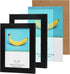 TheDisplayGuys - 4" x 6" Square Profile Wooden Picture Frame with Tempered Glass - Black - 2-Pack with Easel