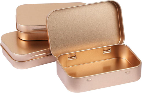 3 Pack Metal Rectangular Hinged Tins Box, Mini Portable Empty Craft Containers for Home Outdoors