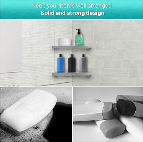 2 Pack Corner Shower Caddy Organizer for Bathroom - Stainless Steel Modern High End Corner Design - Wall Mountable
